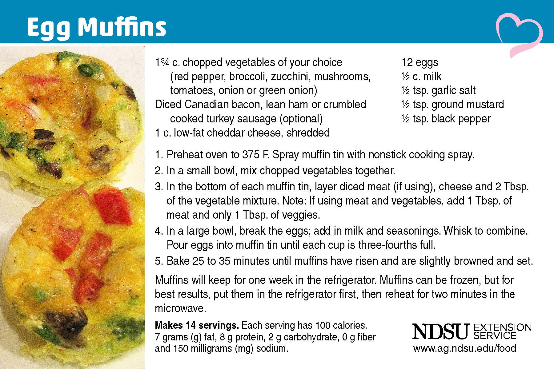 recipe card for Egg muffins.